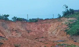 Sạt lở núi tại Khu tái định cư A Nhoi 2, xã Sơn Long, huyện Sơn Tây, tỉnh Quảng Ngãi. Ảnh: Đ.T.V