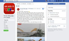 Trang Facebook giả mạo VTV mạng đăng tải thông tin hình ảnh thất thiết về Đà Nẵng. Ảnh chụp màn hình