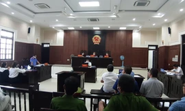 Quang cảnh phiên toà phúc thẩm chiều ngày 8/5.