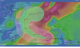 Dự báo đường đi của bão số 9. 