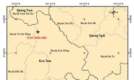 Ví trị nơi xảy ra trận động đất mới nhất ở huyện Kon Plong, tỉnh Kon Tum. 