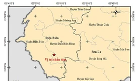 vị trí xảy ra động đất sáng nay ở huyện Điện Biên Đông, tỉnh Điện Biên. 