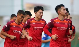 Xuân Trường dính chấn thương trong buổi tập chiều nay. Ảnh: Vietnamnet