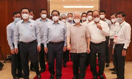 Lãnh đạo Đảng, Nhà nước đến dự Hội nghị của Uỷ ban T.Ư MTTQ Việt Nam (Ảnh: Nhật Minh)