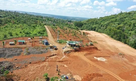 Ông Diễn không ngừng san gạt đất với diện tích lớn