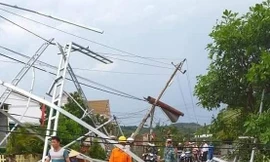 Điện năng lượng mặt trời áp mái của người dân bị gió quật đổ