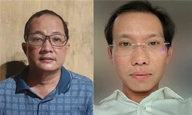 Ông Nguyễn Minh Quân (trái) và ông Nguyễn Văn Lợi tại Cơ quan điều tra.