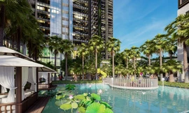 Một góc khuôn viên xanh mát tại Sunshine City Sài Gòn.