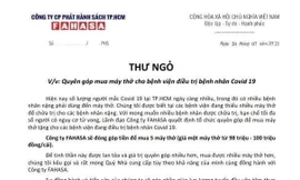 Công ty Fahasa quyên góp mua máy thở cho bệnh viện điều trị bệnh nhân COVID-19
