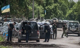 Một trạm kiểm soát của quân đội Ukraine gần Slavyansk