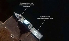 Hình ảnh vệ tinh cho thấy một tàu chiến của Triều Tiên