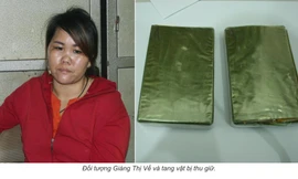 Đối tượng Giàng Thị Vế cùng tang vật.