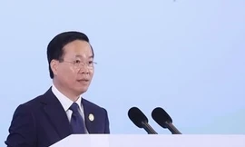 Chủ tịch nước Võ Văn Thưởng phát biểu tại diễn đàn ngày 18/10. (Ảnh: TTXVN)