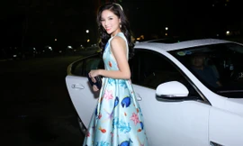 Hoa hậu Kỳ Duyên mặc váy họa tiết biển cả trên thảm đỏ