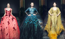 Dàn mẫu đình đám catwalk dưới mưa trong show của NTK Lê Thanh Hòa