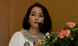 Mai Thu Huyền trong buổi ra mắt phim "Những ngọn nến trong đêm" phần hai.