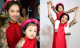 Jennifer Phạm và con gái mặc áo dài đôi