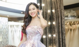 Hoa khôi Diệu Ngọc chuẩn bị váy dạ hội thi Miss World