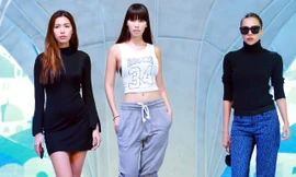 Hà Anh khoe vòng eo 58 cm trên sàn tập catwalk