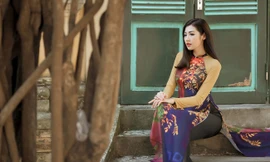 Á hậu Tú Anh khoe nét dịu dàng với áo dài dưới nắng thu