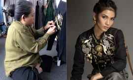 Trương Thị May được mẹ làm stylist khi chụp ảnh thời trang