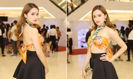 Hương Giang Idol táo bạo quấn khăn làm áo đi dự sự kiện