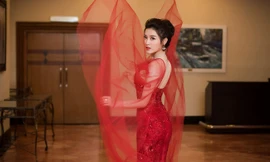 Á hậu Huyền My đẹp như nữ thần với váy xuyên thấu