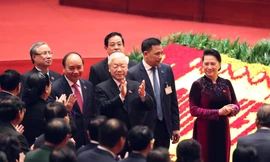 Tổng Bí thư, Chủ tịch nước Nguyễn Phú Trọng cùng các đồng chí lãnh đạo Đảng, Nhà nước, Quốc hội dự phiên họp trù bịẢnh: Như Ý 