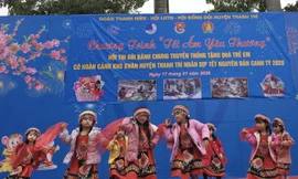 Các em thiếu nhi Thanh Trì háo hức trong ngày hội “Tết ấm yêu thương” do Thành Đoàn Hà Nội tổ chức