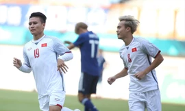 Quang Hải và đồng đội đã được chuẩn bị tâm lý cho trận đấu tối nay bằng chiến thắng 1-0 trước Olympic Nhật Bản tại Asian Games 2018. ảnh: VSI