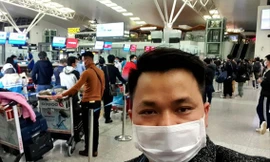 Anh Vũ Đức Lượng vui mừng khi từ Hàn Quốc về Việt Nam. Ảnh: U.P