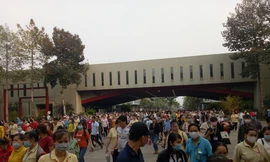 Công nhân Công ty Dony bắt tay làm việc trong ngày đầu năm mới. Ảnh: U.P