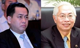 Bị can Phan Văn Anh Vũ ( Vũ “ nhôm”) và Trần Phương Bình- nguyên Tổng Giám đốc DongA Bank