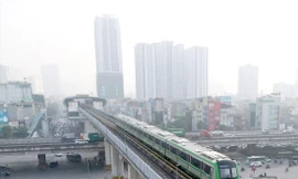 Các đoàn tàu tuyến đường sắt Cát Linh - Hà Đông chạy thử để nghiệm thu từ ngày 12/12. Ảnh: Như Ý