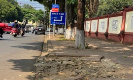 Vỉa hè nhiều nơi ở thủ phủ cà phê bị xuống cấp, hư hỏng