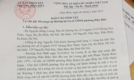 Báo cáo tóm tắt vụ việc của UBND phường Điện Biên