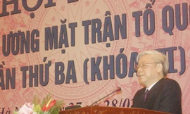 Tổng Bí thư, Chủ tịch Quốc hội Nguyễn Phú Trọng phát biểu tại Hội nghị Ảnh: N.T