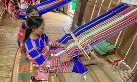 Xem đôi tay khéo léo của người phụ nữ Bana dệt thổ cẩm