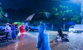 Quy Nhơn: Nước tràn vào nhà, đường biến thành sông sau trận mưa lớn 