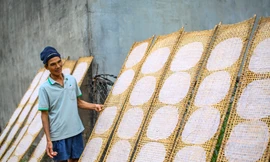 Làng bánh tráng nức tiếng Bình Định tranh thủ nắng ráo nổi lửa kịp phục vụ Tết