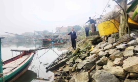 Tuyến đê sụt lún, uy hiếp hàng chục hộ dân