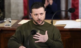 Tổng thống Ukraine Volodymir Zelensky phát biểu tại Quốc hội Mỹ ngày 21/9. (Ảnh: AP)