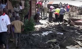 Lũ quét khiến nhiều ngôi nhà ở Congo bị san phẳng