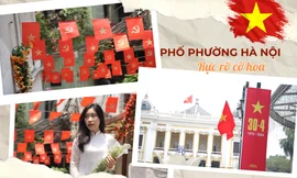 Phố phường Hà Nội rực rỡ cờ hoa dịp lễ 30/4