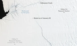 Hình ảnh vết nứt lớn tại Nam cực đã được NASA ghi lại.