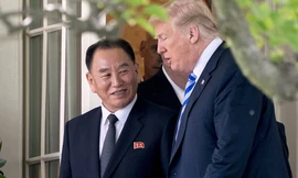 Đặc phái viên Triều Tiên Kim Yong-chol và Tổng thống Mỹ Donald Trump gặp nhau tại Washington chiều 18/1. Ảnh: Reuters