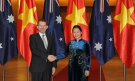 Chủ tịch Quốc hội Nguyễn Thị Kim Ngân.tiếp đón Chủ tịch Thượng viện Australia, Thượng Nghị sĩ Scott Ryan. Ảnh: ĐSQ Australia tại Việt Nam cung cấp.