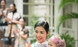 Hoa hậu Việt Nam 2010 Đặng Thị Ngọc Hân trong chương trình Những thiên thần Ý năm 2016. Ảnh tư liệu.