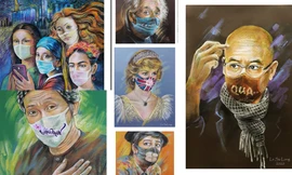 Vẽ tranh người nổi tiếng cùng khẩu trang 'thần thái'