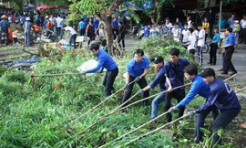 Bạn trẻ chung tay làm đẹp khu phố ngày Chủ nhật xanh